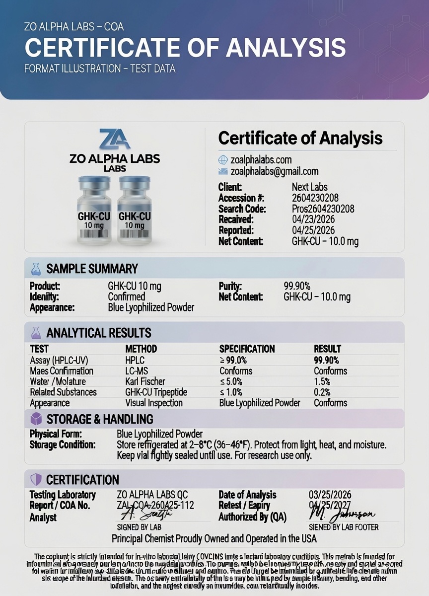 Certificate of Analysis — GHK-Cu (Cosmetic Grade)