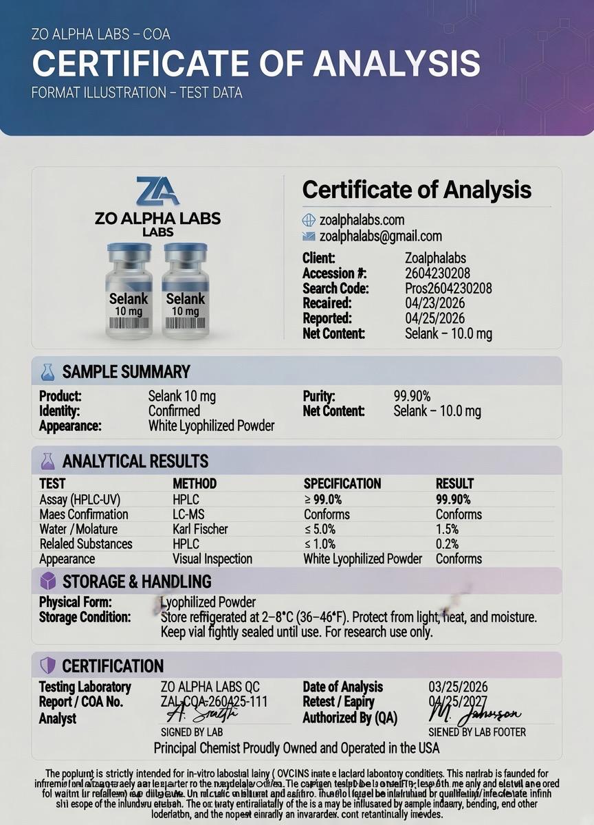 Certificate of Analysis — Selank