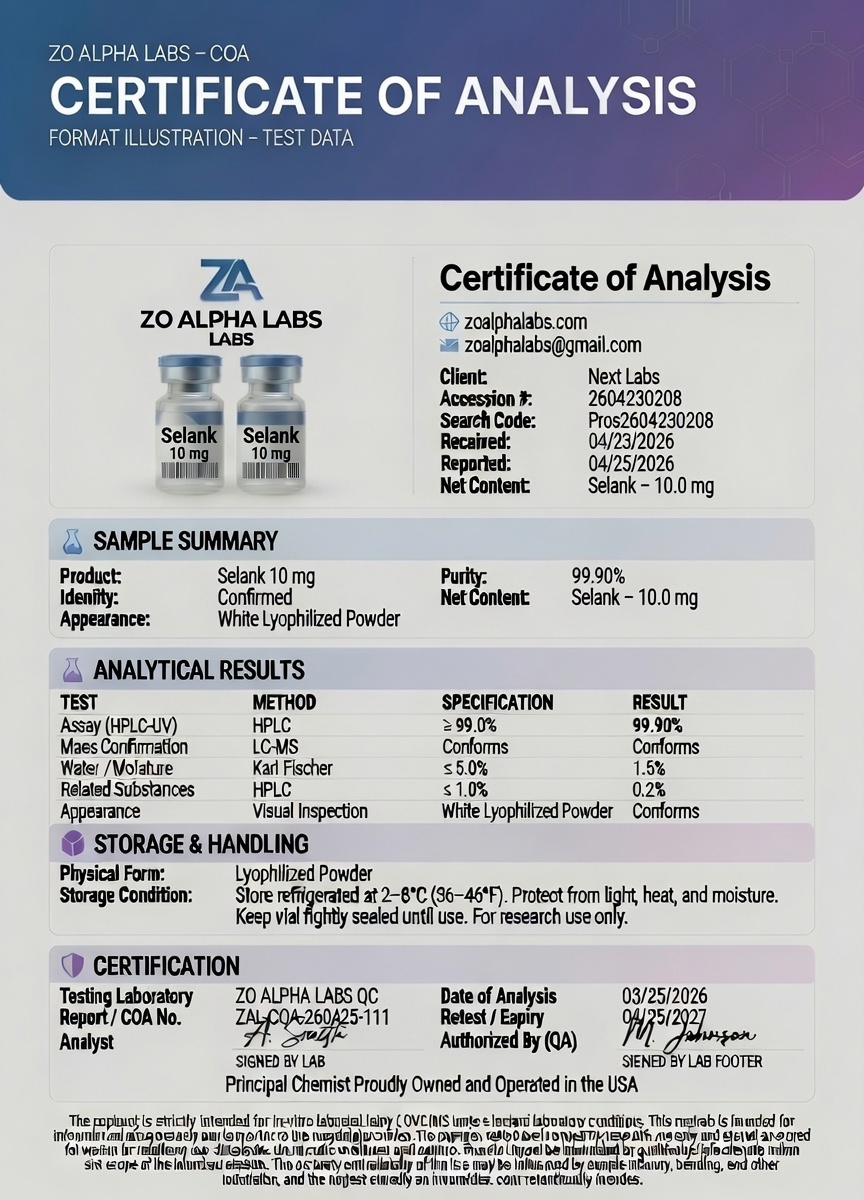 Certificate of Analysis — Selank