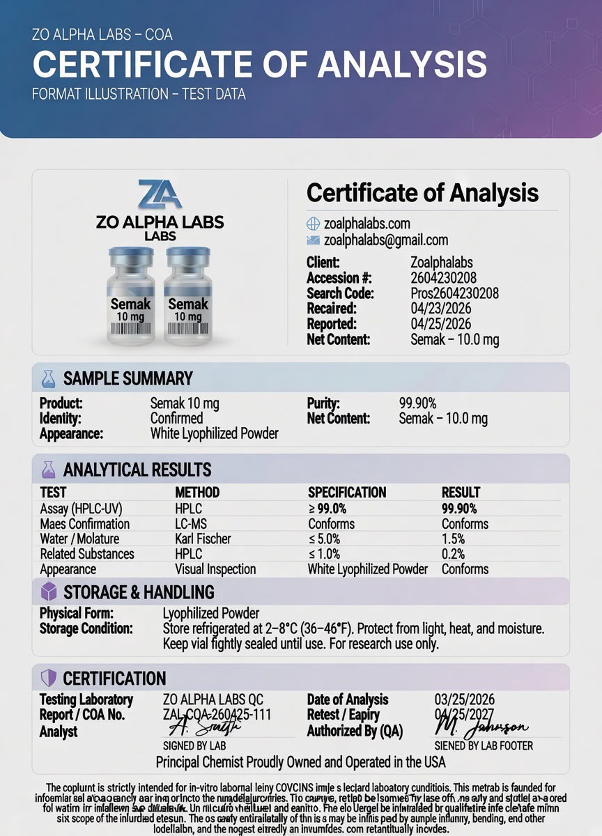 Certificate of Analysis — Semax