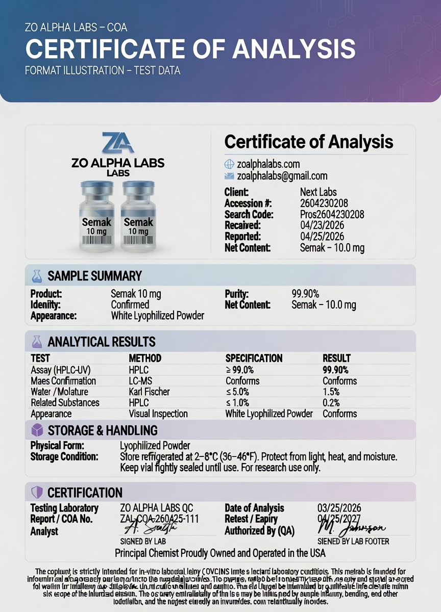 Certificate of Analysis — Semax