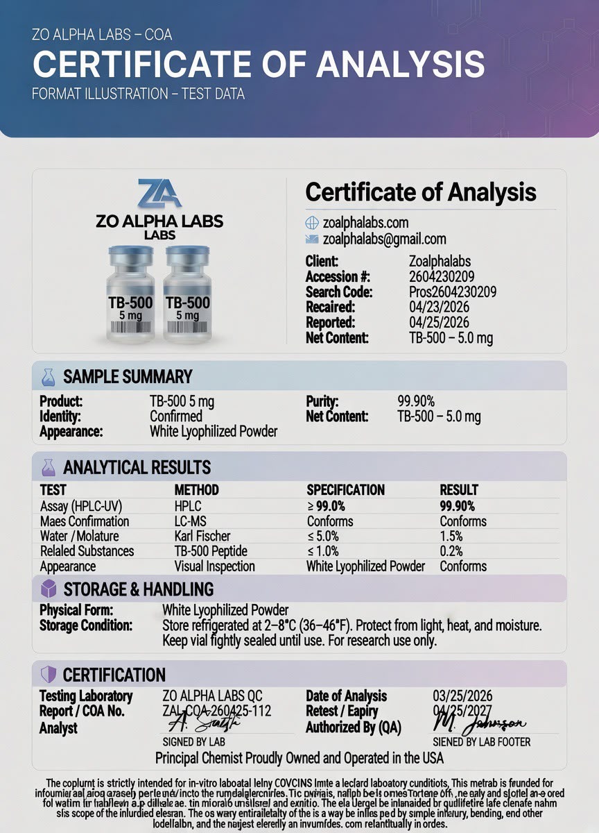 Certificate of Analysis — TB-500