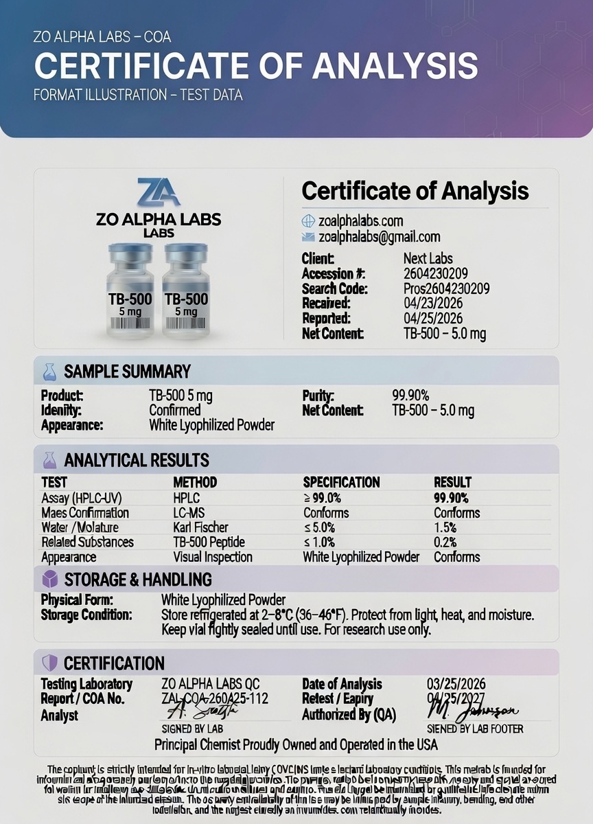 Certificate of Analysis — TB-500